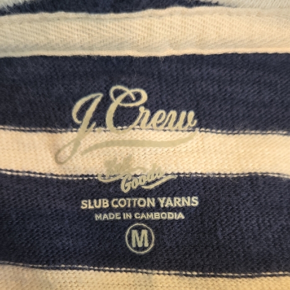 J. Crew Striped Navy & White Hooded Pullover Shirt Size Medium Hoodie Sweatshirt - Picture 2 of 8